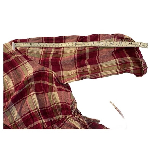 Oh Baby Maternity Size Large Red/Tan Plaid Button-up Shirt Tunic By Motherhood - Picture 7 of 12